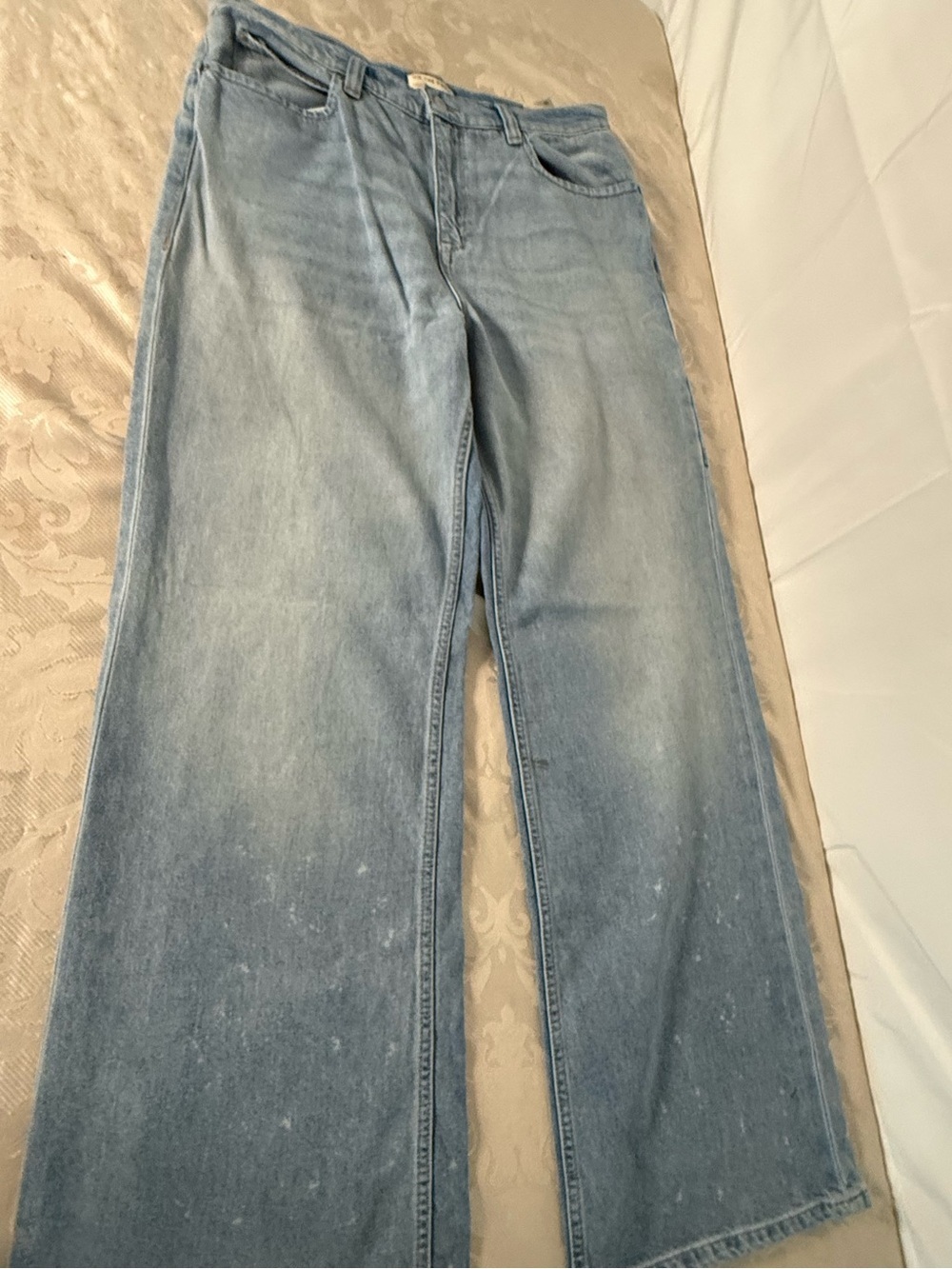 Free People We The Free Tinsley Baggy High Rise Jeans Bright Eyes 31 NWT 34 Long - Picture 9 of 14